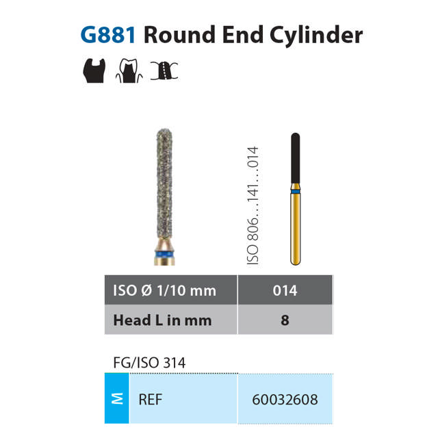 Diatech diamant cylinder FG G881-014-8-ML blå 5stk
