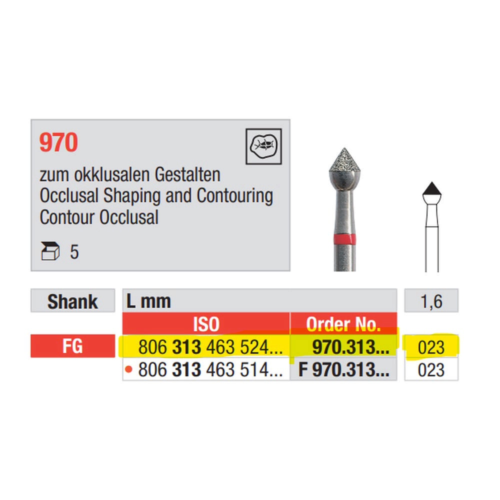 Edenta diamant Raptor FG 970/023, 5 stk.