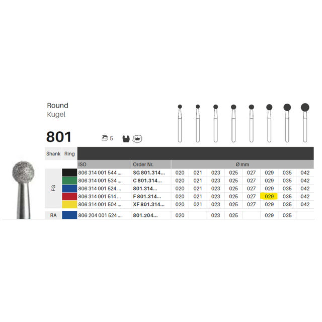 Edelingh diamant rund FG 001/029 F, rød, 5 stk.