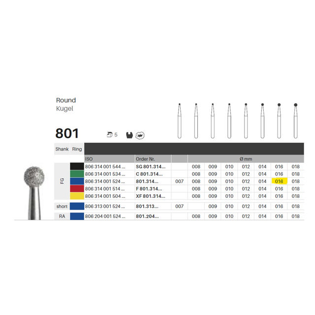 Edelingh diamant rund FG 001/016 M, blå, 5 stk.