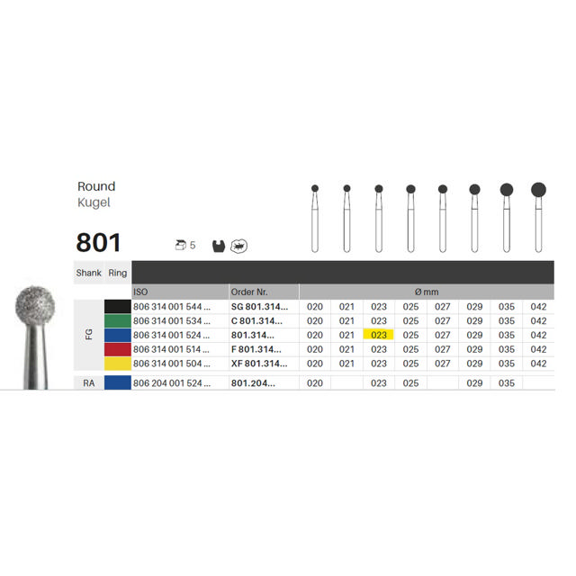 Edelingh diamant rund FG 001/023 M, blå, 5 stk.