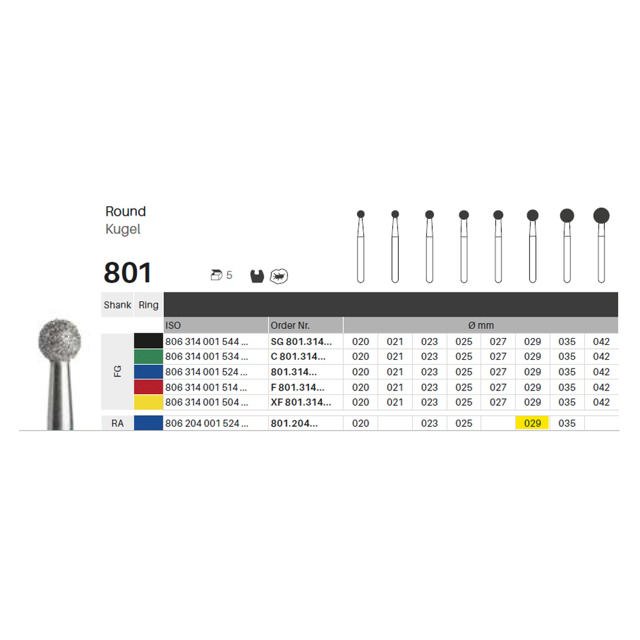 Edelingh diamant rund RA 001/029 M, blå, 5 stk.
