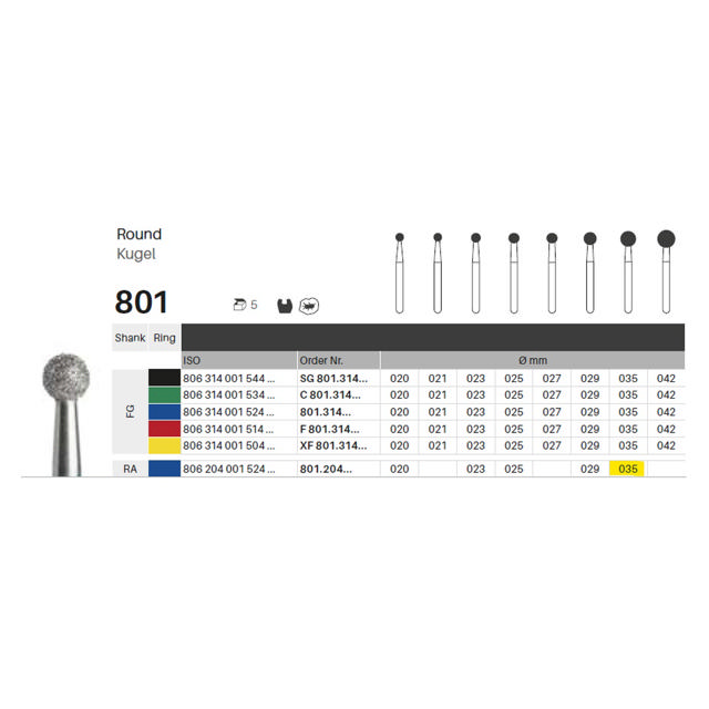 Edelingh diamant rund RA 001/035 M, blå, 5 stk.