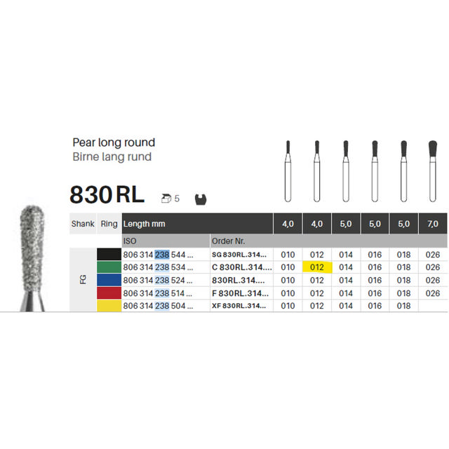 Edelingh diamant pære lang rund  FG 238/012 C, grøn, 5 stk.
