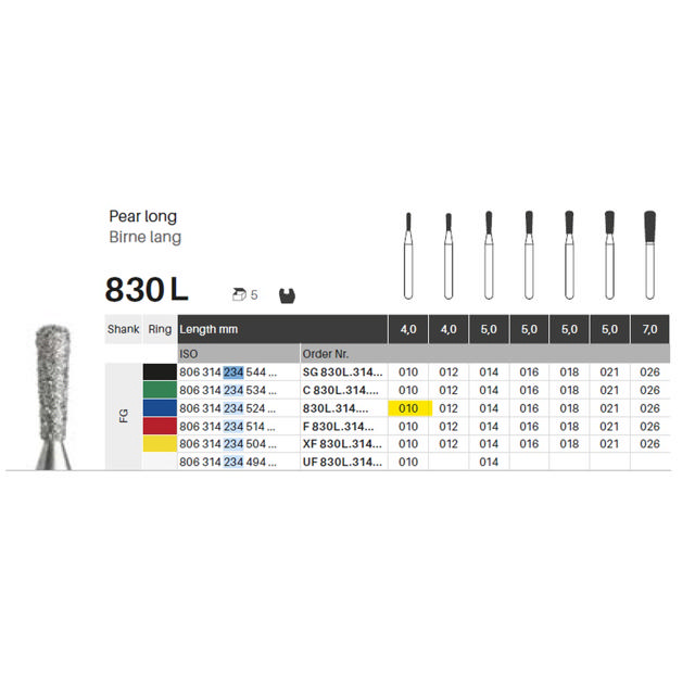 Edelingh diamant pære lang FG 234/010 M, blå, 5 stk.