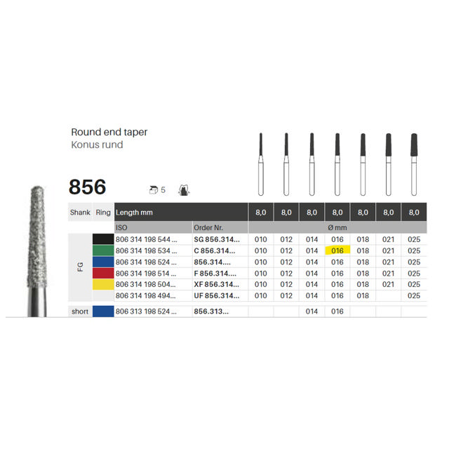 Edelingh diamant konisk FG 198/016 C, grøn, 5 stk.