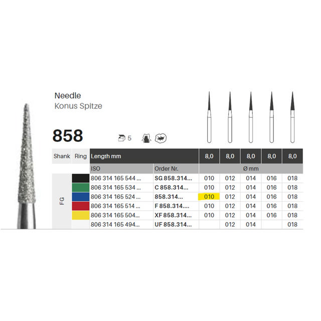 Edelingh diamant nål FG 165/010 M, blå, 5 stk.