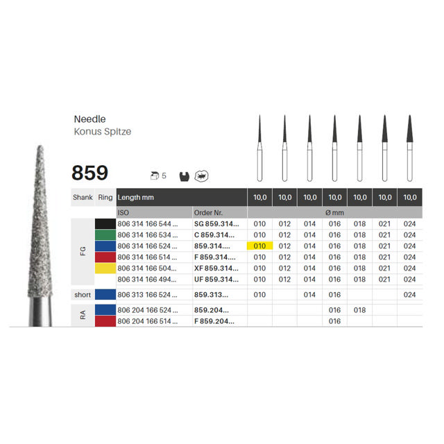 Edelingh diamant nål FG 166/010 M, blå, 5 stk.