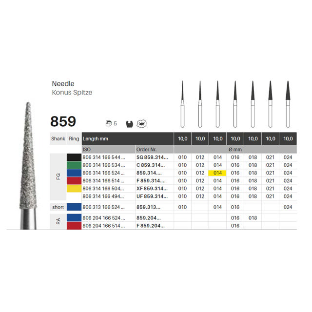 Edelingh diamant nål FG 166/014 M, blå, 5 stk.