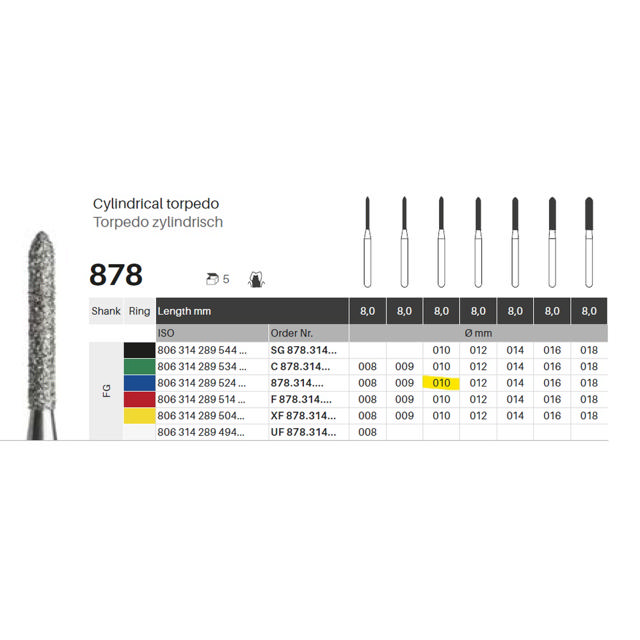 Edelingh diamant torpedo FG 289/010 M, blå, 5 stk.