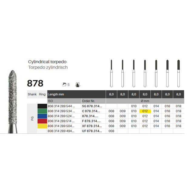 Edelingh diamant torpedo FG 289/012 C, grøn, 5 stk.