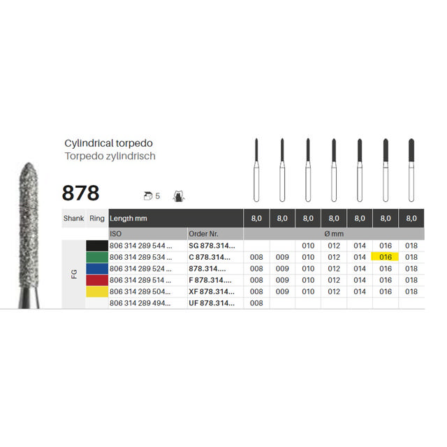 Edelingh diamant torpedo FG 289/016 C, grøn, 5 stk.