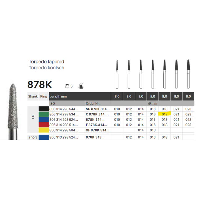 Edelingh diamant torpedo FG 289/018 C, grøn, 5 stk.