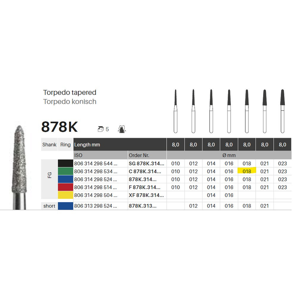 Edelingh diamant torpedo FG 289/018 C, grøn, 5 stk.