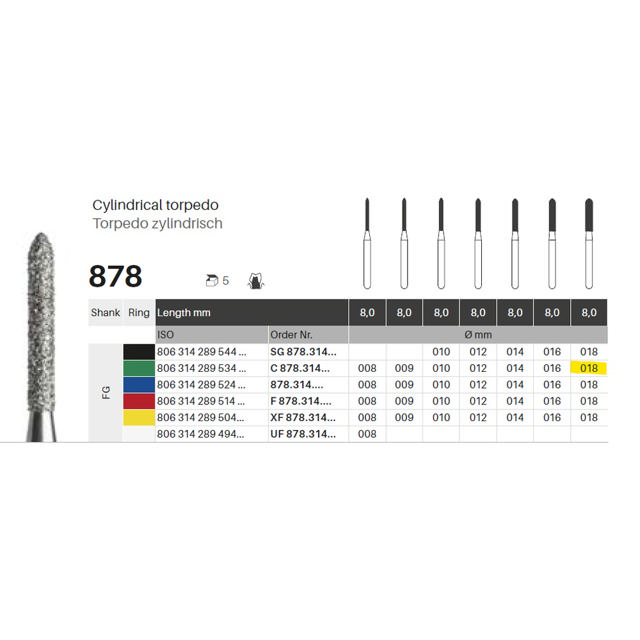 Edelingh diamant torpedo FG 289/018 C, grøn, 5 stk.