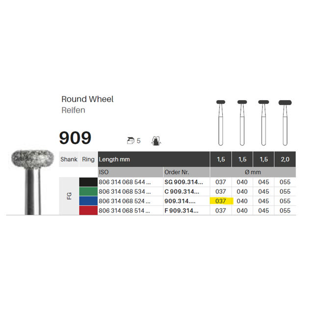 Edelingh diamant hjul FG 068/037 M, blå, 5 stk.
