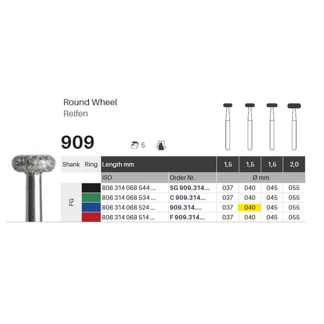 Edelingh diamant hjul FG 068/040 M, blå, 5 stk.