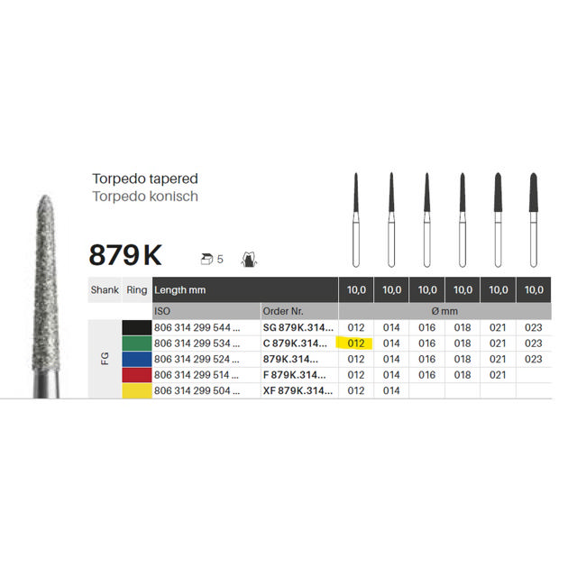 Edelingh diamant torpedo konisk FG 299/012 C, grøn, 5 stk.