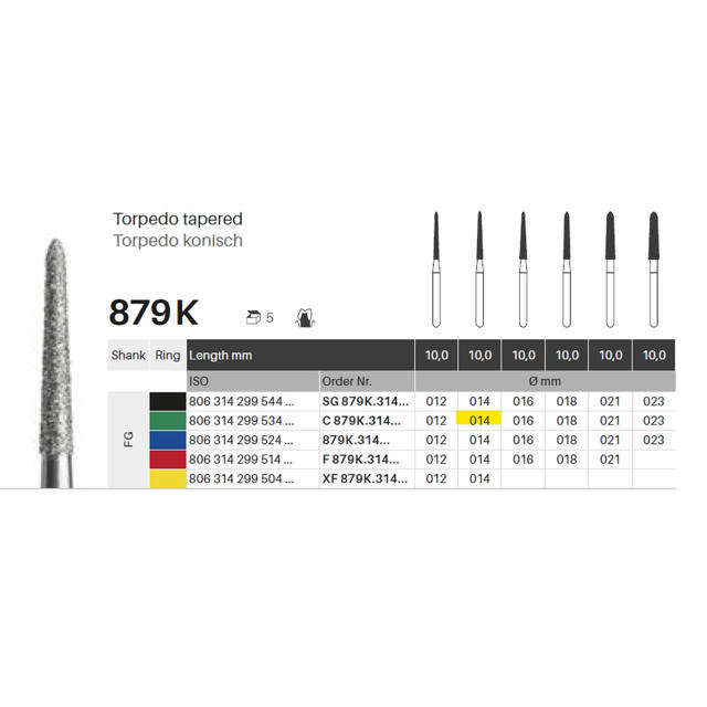 Edelingh diamant torpedo konisk FG 299/014 C, grøn, 5 stk.