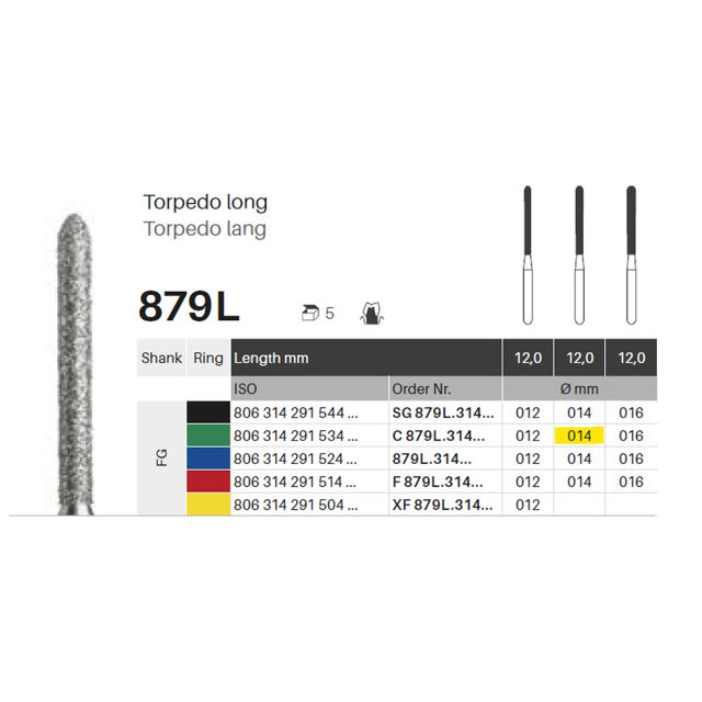 Edelingh diamant torpedo lang FG 291/014 C, grøn, 5 stk.