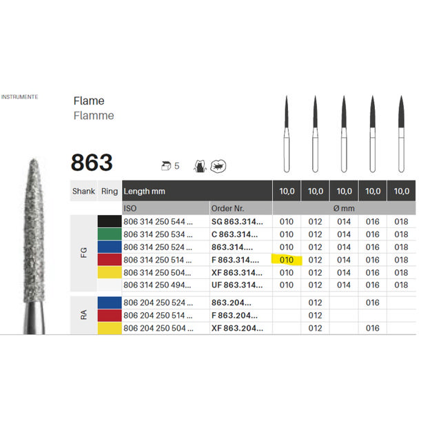 Edelingh diamant flamme FG 250/010 F, rød, 5 stk.
