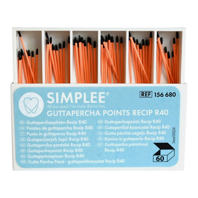 Simplee Recipfile guttaperkapoints R40 sort 60 stk