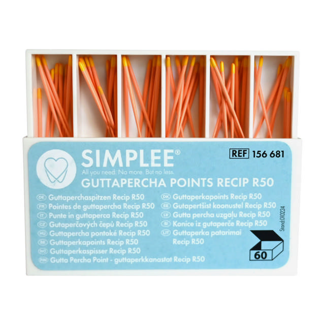 Simplee Recipfile guttaperkapoints R50 gul 60 stk