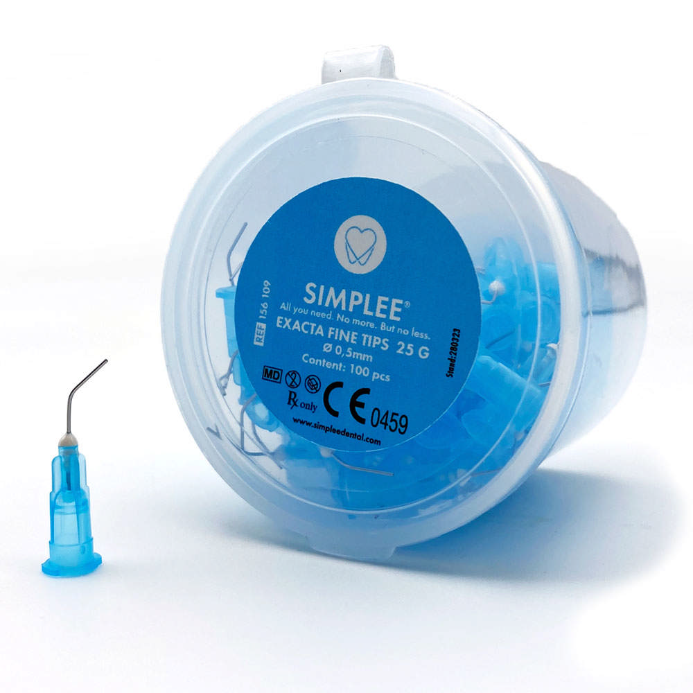Simplee Exacta Fine Tips vinklede, 25G, 100 stk.