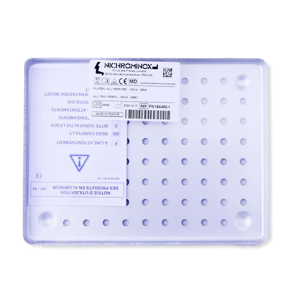 Nichrominox Kassette bund 18 x 14 cm alu. perforeret, grå