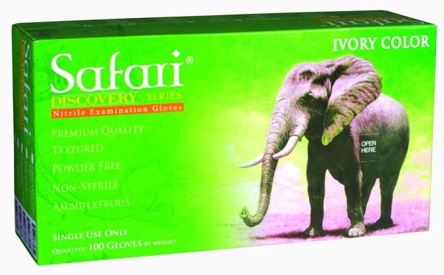 Safari Nitril handske hvid, medium, 100 stk.