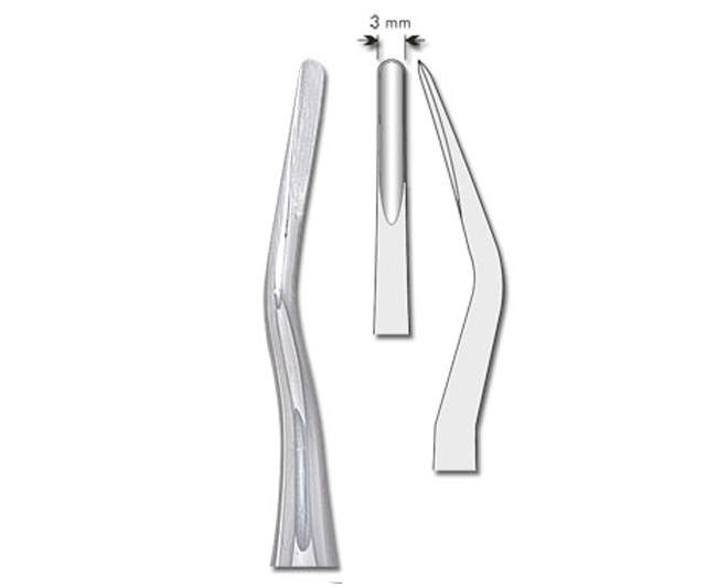 Elevationsinstrument 3 mm bred kontrabøjet, 1 stk.