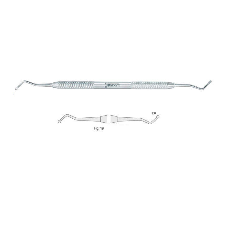 Excavator Fig. 19, rund, stor, 0,2 mm dobbeltendet