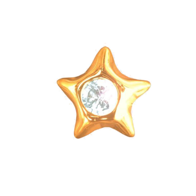 Tandsmykke, stjerne 3,5 mm med diamant, 1 stk