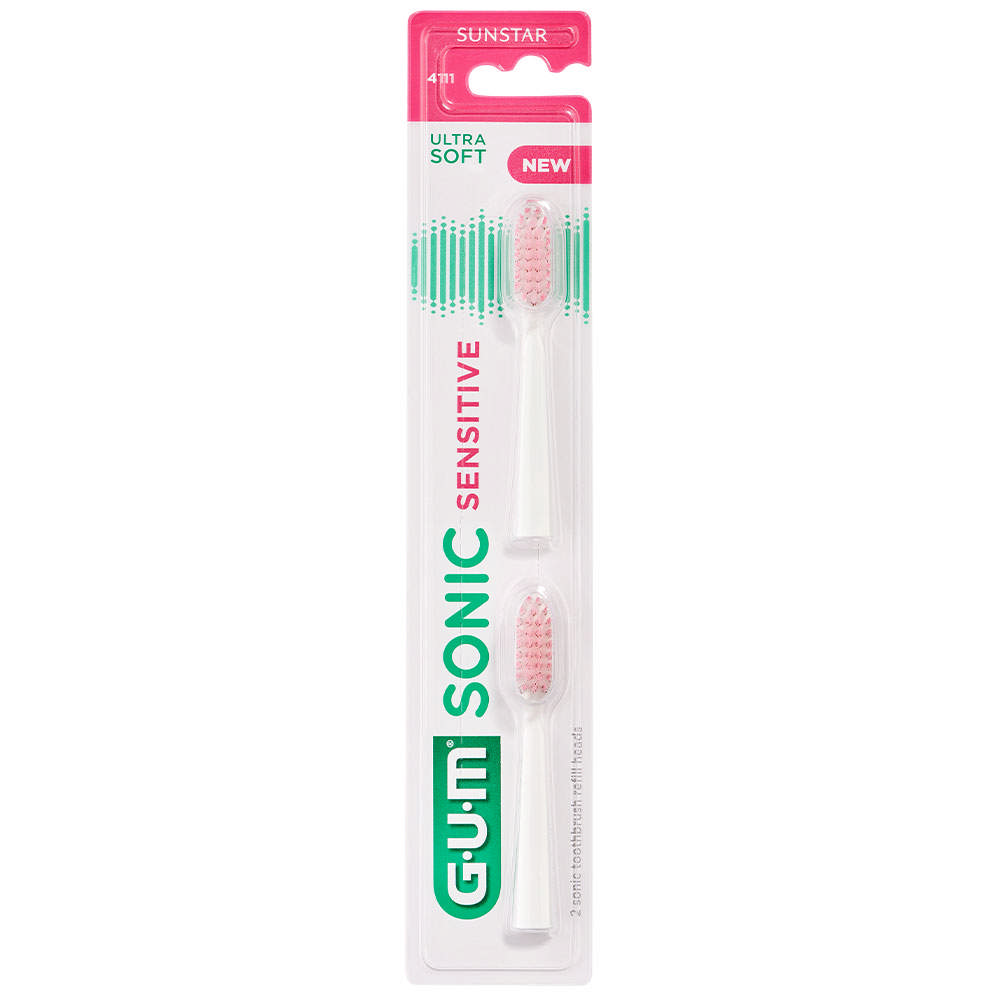 Gum Sonic Sensitive børstehoveder, X-soft, hvid, 2 stk
