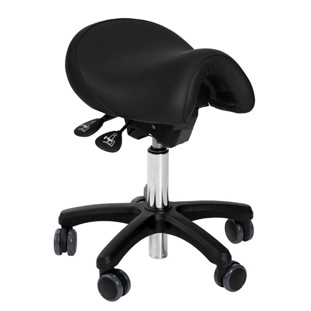 Saddelstol Bambach, sort premium læder, Small