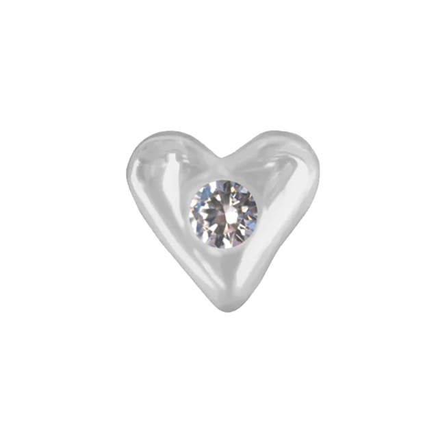 Tandsmykke, Hjerte 3,5 mm. m. Diamant, Hvidguld.